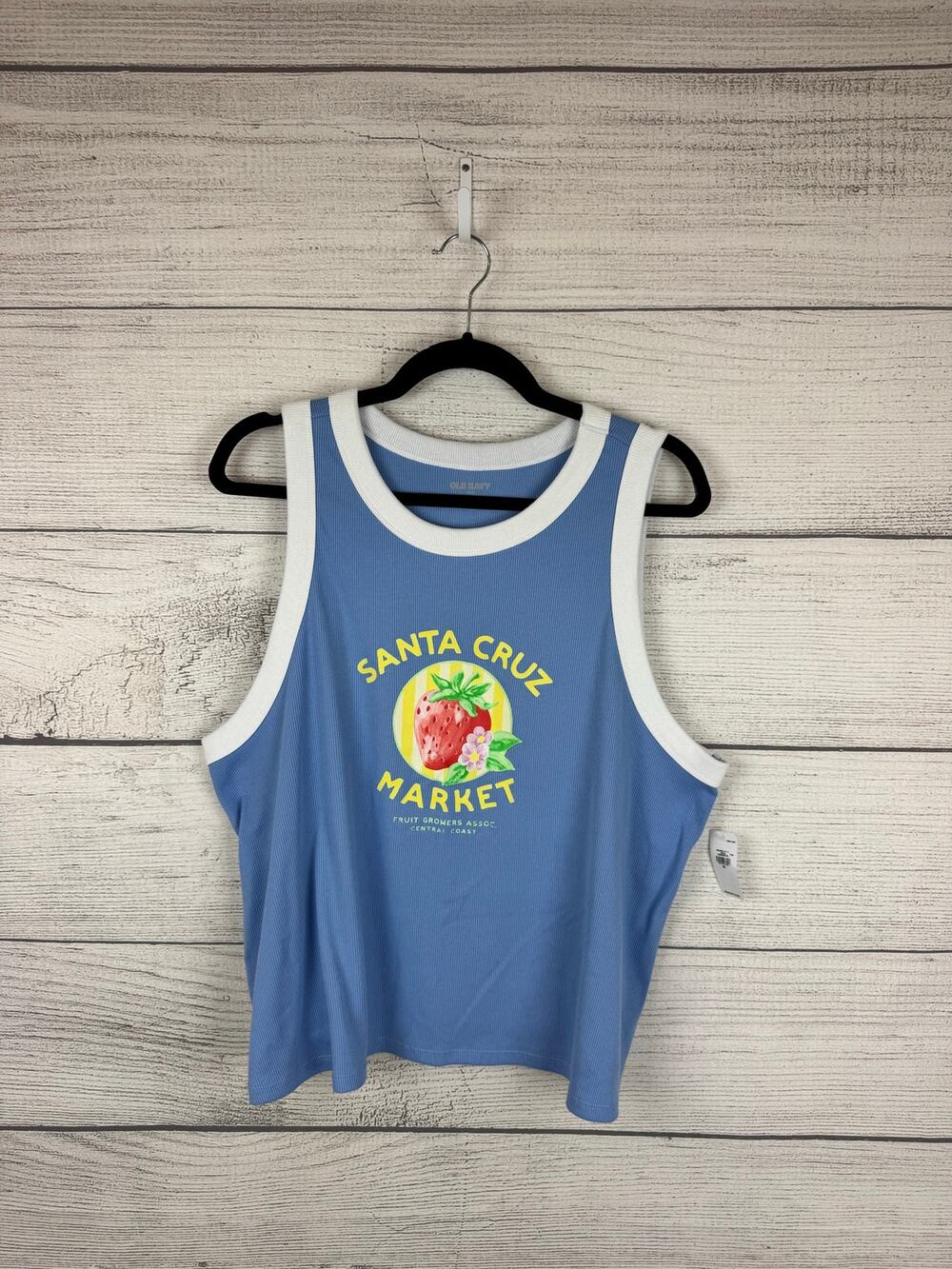 Old Navy Plus Size Blue Snug Ribbed Summer Graphic Crop Tank Size 3X